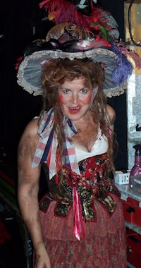 a woman dressed up in a costume